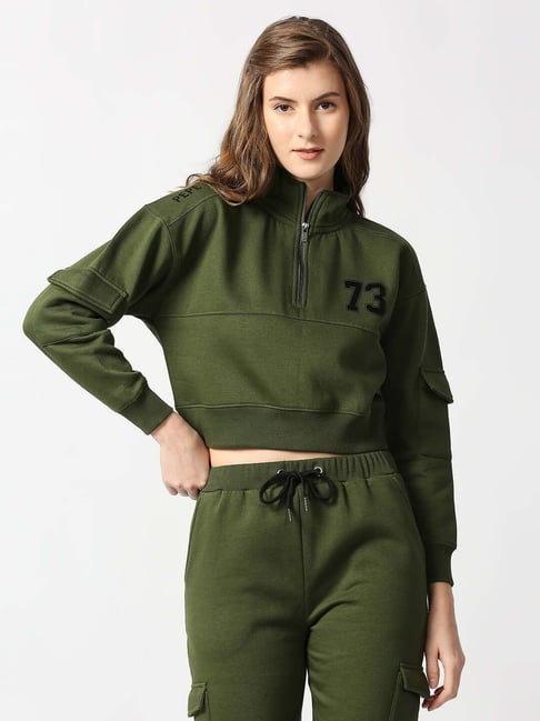 Pepe Jeans Green Graphic Print Crop Sweatshirt-picture-35