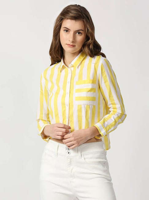 Pepe Jeans Yellow & White Cotton Striped Top-picture-22