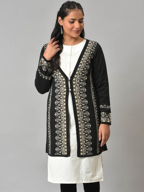 Black embroidered outlet cardigan