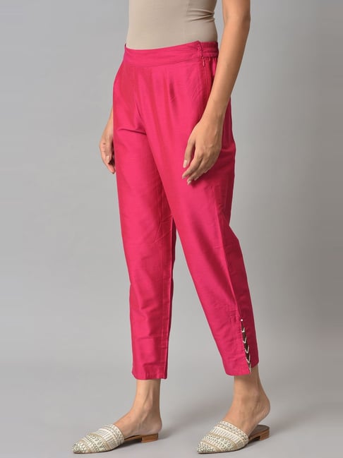 Samah Regular Fit Women Pink Trousers - Buy Samah Regular Fit