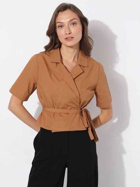 Vero Moda Brown Cotton Slim Fit Shirt Price in India