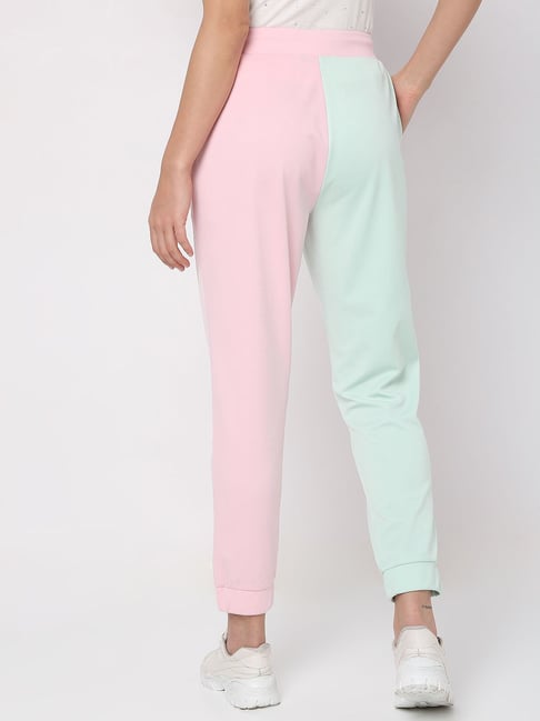 Vero Moda Pink & Green Color-Block High Rise Sweatpants