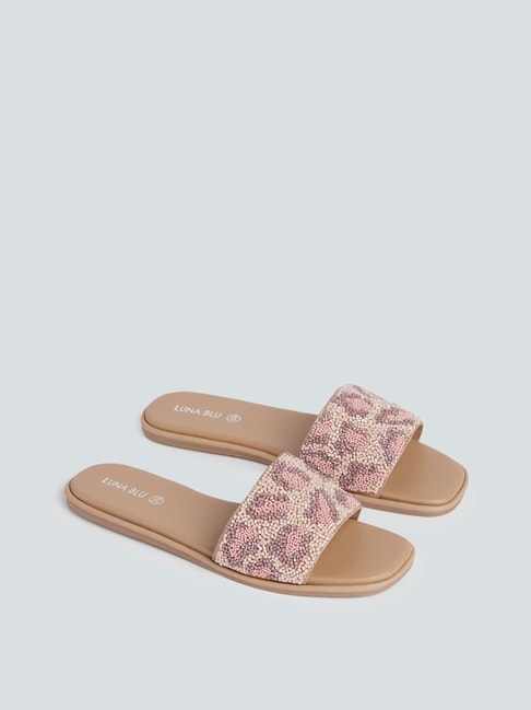 LUNA BLU by Westside Pink Embellished Artisanal Sandals Price in India