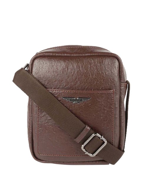 Police Brown Textured Medium Cross Body Bag