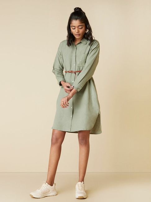 Bombay Paisley by Westside Sage Shirtdress With Belt Price in India