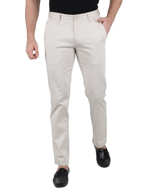 Buy Monte Carlo White Cotton Regular Fit Pleated Trousers for Mens Online   Tata CLiQ