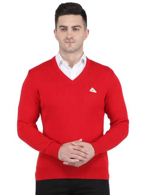 Buy Monte Carlo Blood Red Regular Fit Striped Sweater for Mens Online @  Tata CLiQ