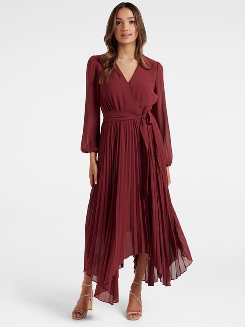 Forever New Maroon Wrap Dress Price in India