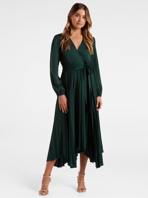 Buy Forever New Dark Green Wrap Dress for Women's Online @ Tata CLiQ