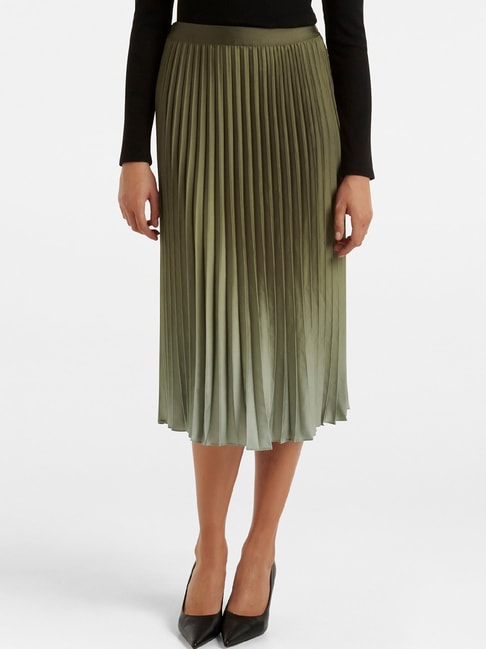 Forever New Olive A-Line Midi Pleated Skirt