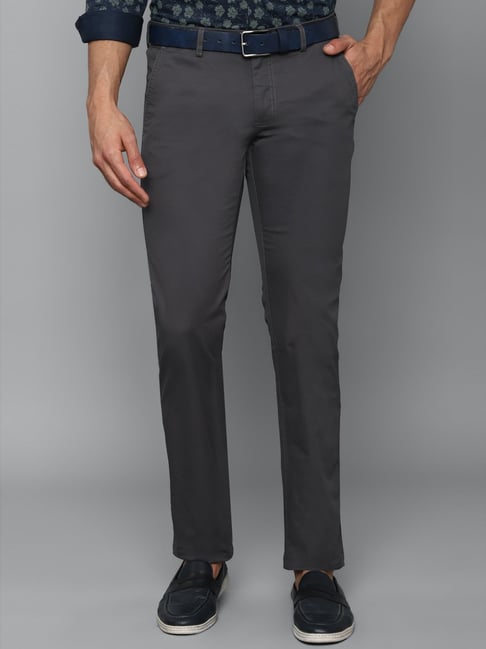 Allen Solly Grey Cotton Slim Fit Trousers