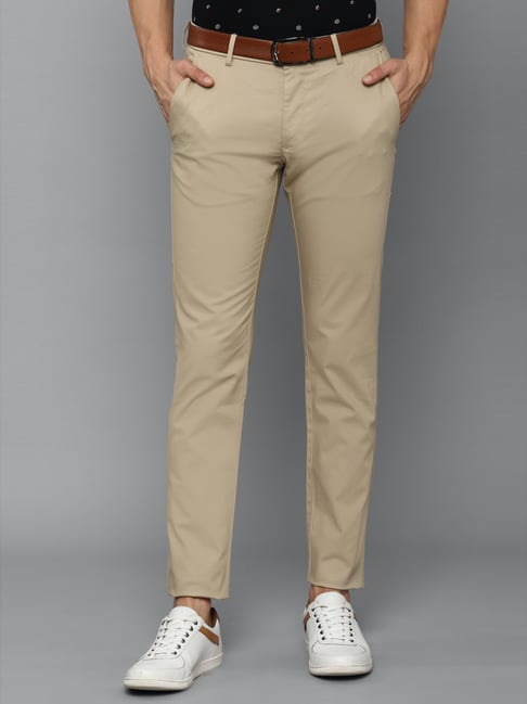 Allen Solly Beige Cotton Slim Fit Trousers