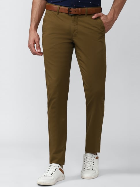 Buy Men Khaki Slim Fit Solid Casual Trousers Online  795647  Allen Solly