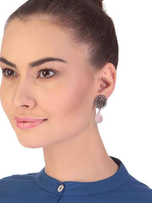 Imli Street Pink & Golden Drop Earrings-picture-16