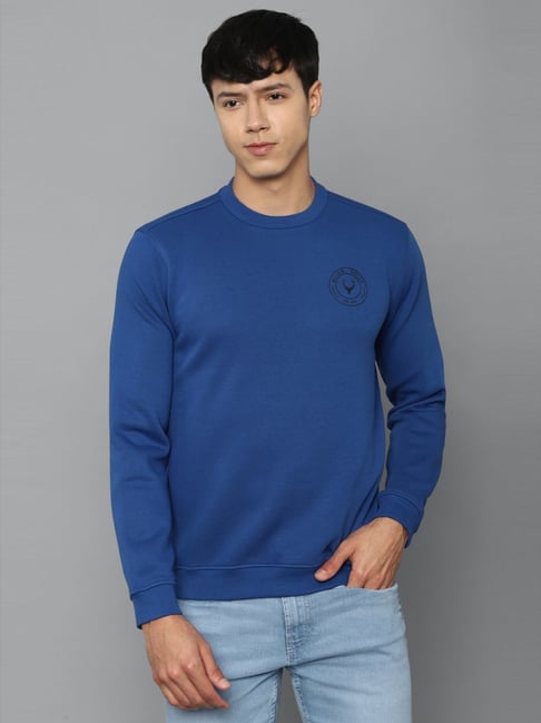 Allen Solly Blue Cotton Regular Fit Sweatshirt
