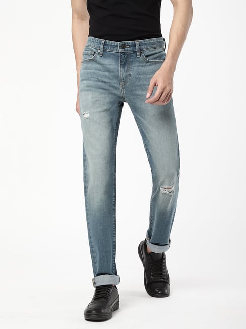 Lightly Washed Distressed Jeans