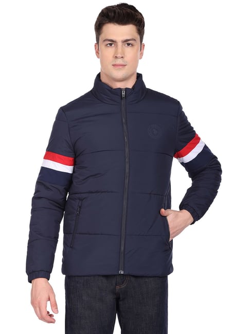 U.S. Polo Assn. Navy Blue Regular Fit Striped Quilted Jackets-picture-44
