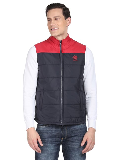 U.S. Polo Assn. Navy Blue & Red Regular Fit Colour Block Jackets-picture-26