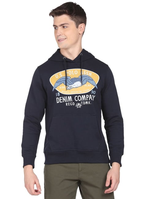 U.S. Polo Assn. Navy Blue Cotton Regular Fit Printed Hooded Sweatshirt-picture-33