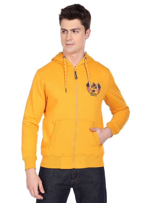 U.S. Polo Assn. Mustard Cotton Regular Fit Printed Hooded Sweatshirt-picture-46