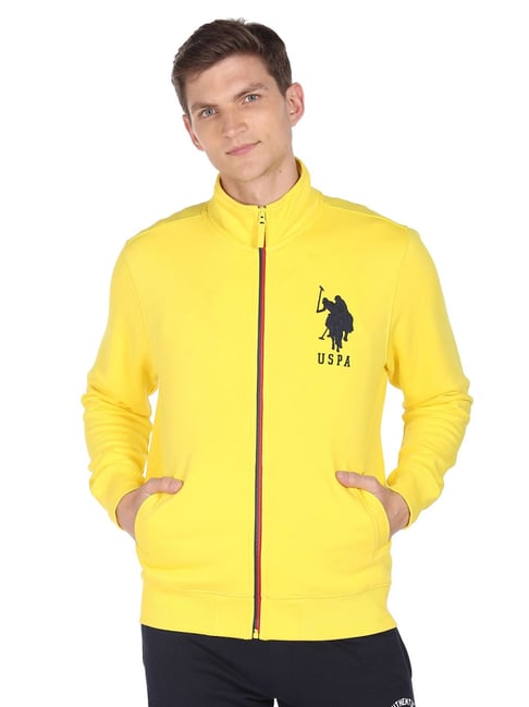 U S Polo Assn U.S. Polo Assn. Yellow Cotton Regular Fit Printed Sweatshirt