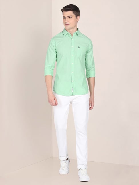 Buy U.S. Polo Assn. Light Pink Regular Fit Cotton Shirt for Men's Online @  Tata CLiQ