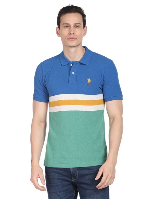 U S Polo Assn U.S. Polo Assn. Multi Cotton Regular Fit Colour Block Polo T-Shirt