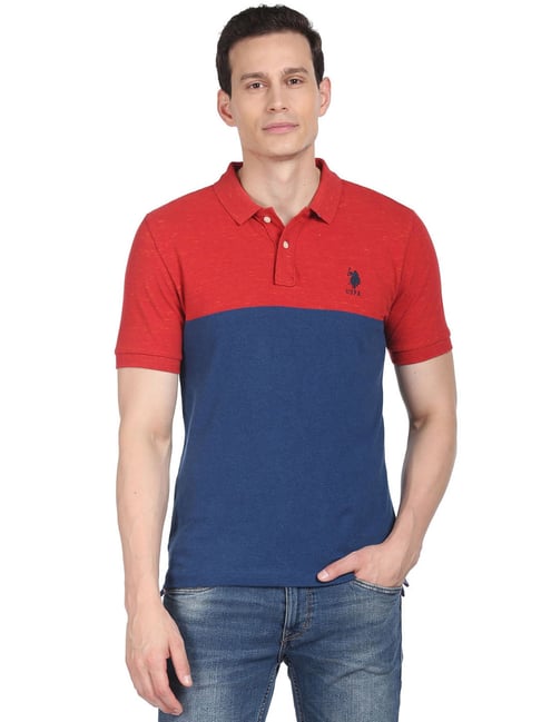 U S Polo Assn U.S. Polo Assn. Multi Cotton Regular Fit Colour Block Polo T-Shirt