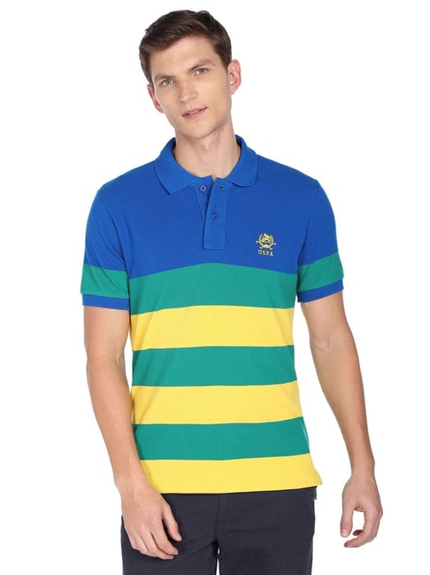 U S Polo Assn U.S. Polo Assn. Multi Cotton Regular Fit Striped Polo T-Shirt