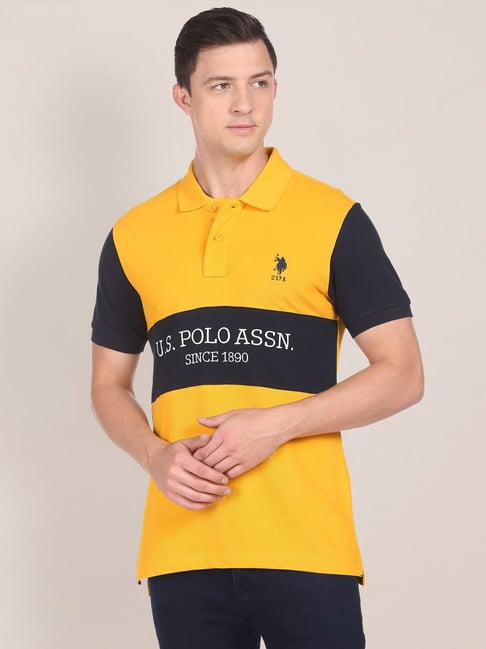 U S Polo Assn U.S. Polo Assn. Multi Cotton Regular Fit Colour Block Polo T-Shirt