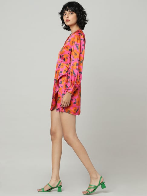 Buy Only Pink & Orange Floral Print Wrap Dress for Women Online Tata CLiQ