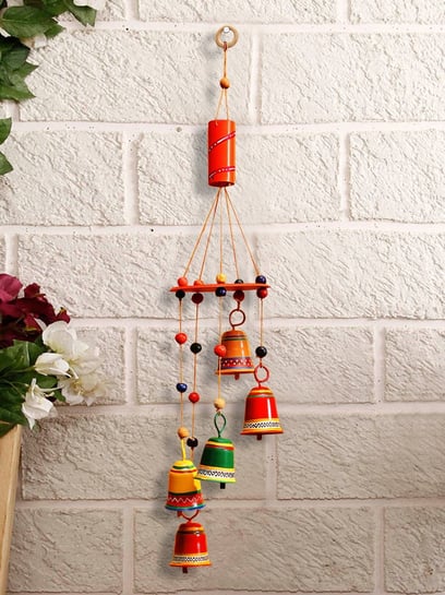  ExclusiveLane 'Breezy Chiming' Hand-Painted Metal Decorative  Hanging Bells Wind Chimes for Home Décor, Balcony
