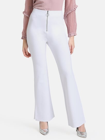 Buy Kazo White Flare Fit Trousers for Women's Online @ Tata CLiQ