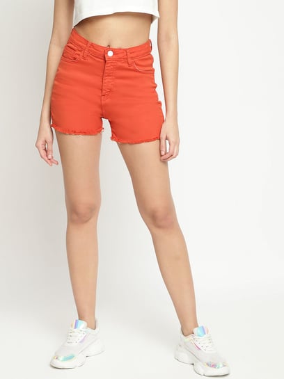 Orange jean sales shorts