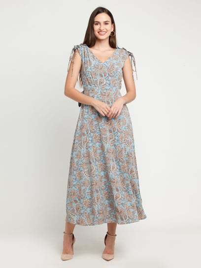 Buy Zink London Blue Printed Dress for Women Online @ Tata CLiQ