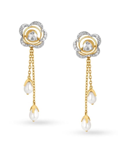 Luminous Diamond Stud Earrings with Pearls