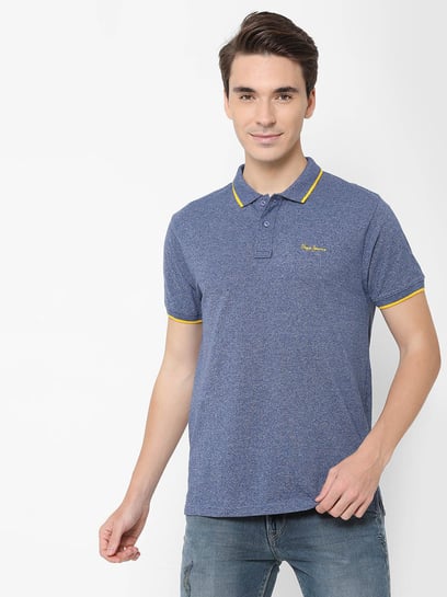 Buy Pepe Jeans Blue Short Sleeves Regular Fit Polo T Shirt for Men