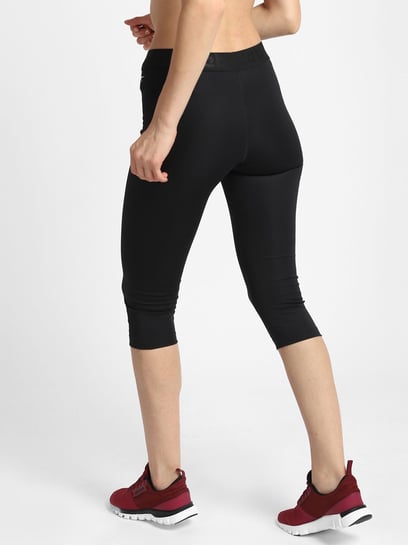 Reebok Black Mid Rise WOR COMM Capri Tights