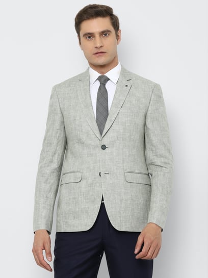 Buy Louis Philippe Grey Linen Slim Fit Striped Blazer for Mens Online @  Tata CLiQ