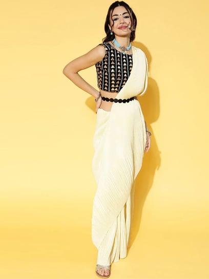 On Shereen: Dhoti-Saree by EZRA, Two-timing top by Koecsh | Saree designs  party wear, Saree styles, Saree wearing styles