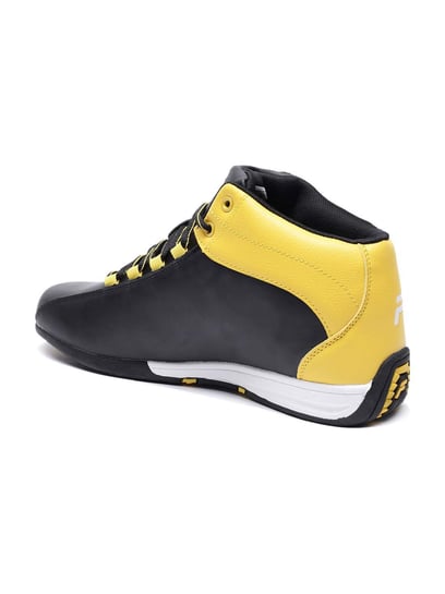 Fila black clearance and yellow sneakers