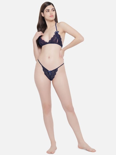 Lace Navy Blue Net Bra Panty Set at Rs 210/set in New Delhi