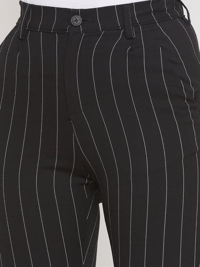 Paper-bag Pants - Black/white striped - Ladies | H&M US
