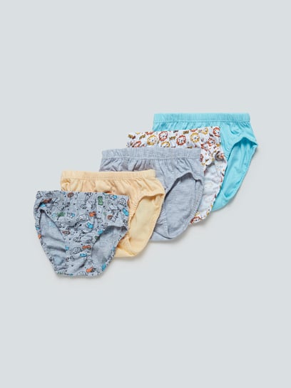 HOP Kids Kids by Westside Grey Melange Briefs Pack Of Five