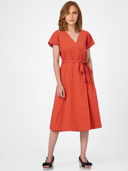 Buy Vero Moda Red Midi Wrap Dress for @ Tata CLiQ