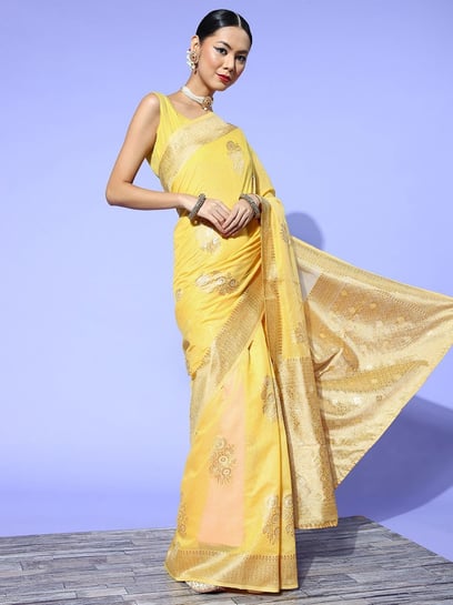 Light Yellow Silk Saree | Leemboodi