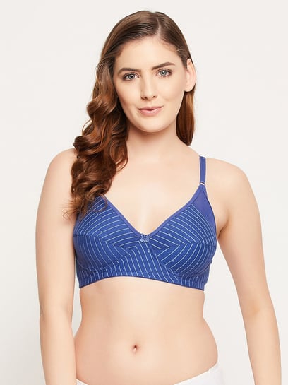 Buy Clovia Padded Non-Wired Full Coverage T-Shirt Bra - Blue at Rs