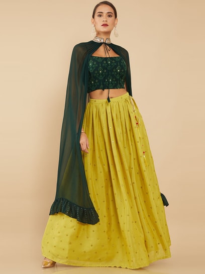 Traditional Green Banarasi Silk Embroidered Bridal Lehenga Choli – Empress  Clothing