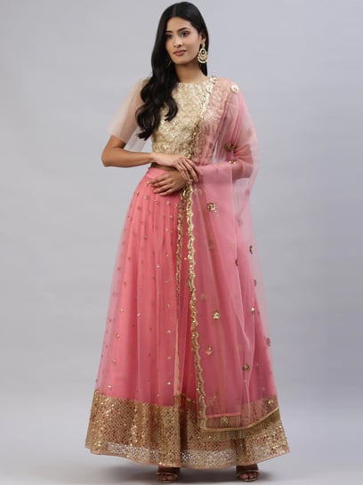 Buy Gold & Pink Lehenga Choli Sets for Women by Halfsaree Studio Online |  Ajio.com