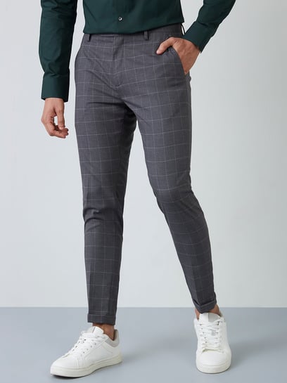 Men's Check Trousers - Grey